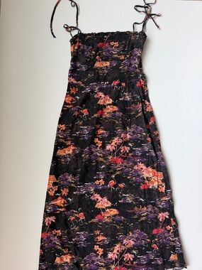 [NWT] Free People Tie Shoulder Midi Dress Flamingo Paradise